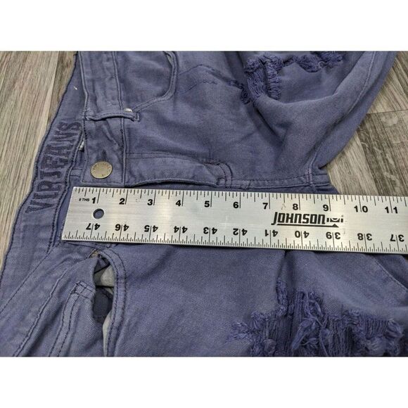 (3/$35) VIP Jeans Juniors Size 11 Distressed Skinny Purple Denim Jeans Capris - Picture 9 of 10